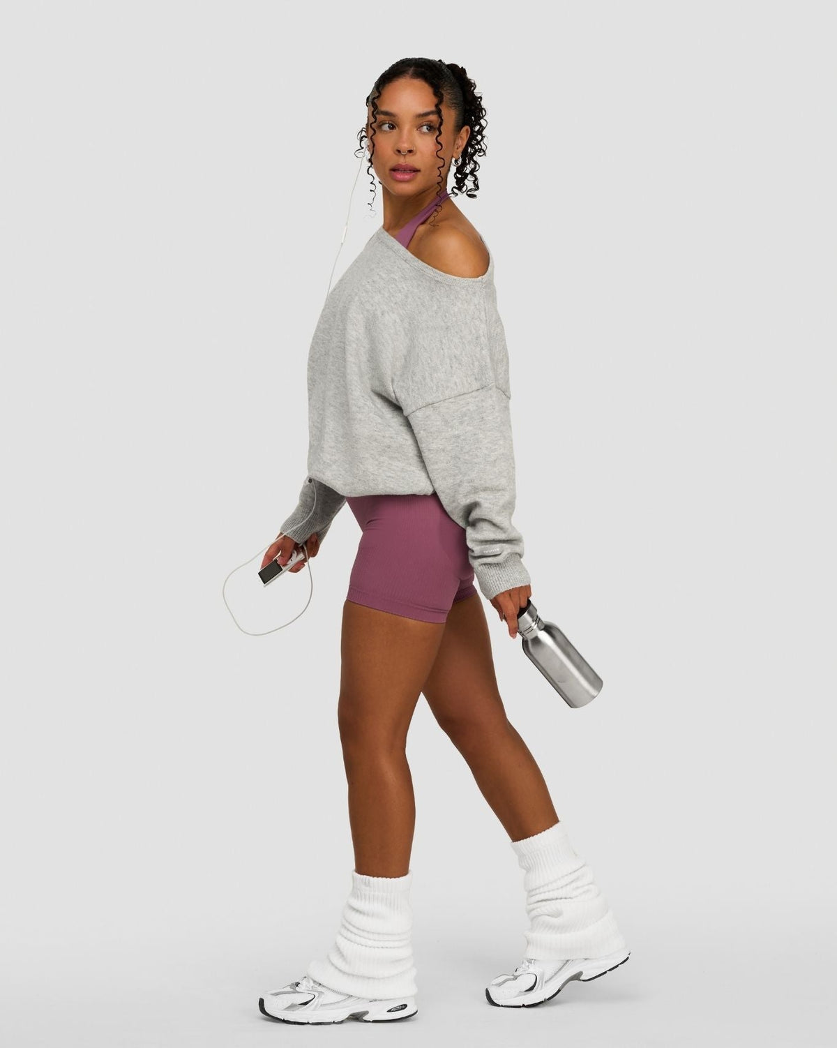 The Essential Collection Off The Shoulder Wool Blend Sweater | Grey Melange