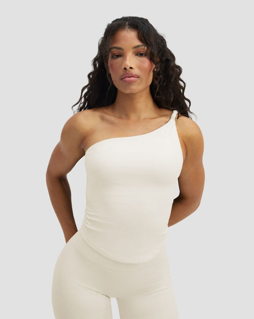 Elevate™ Sculpting Asymmetric Twist Top | Cream