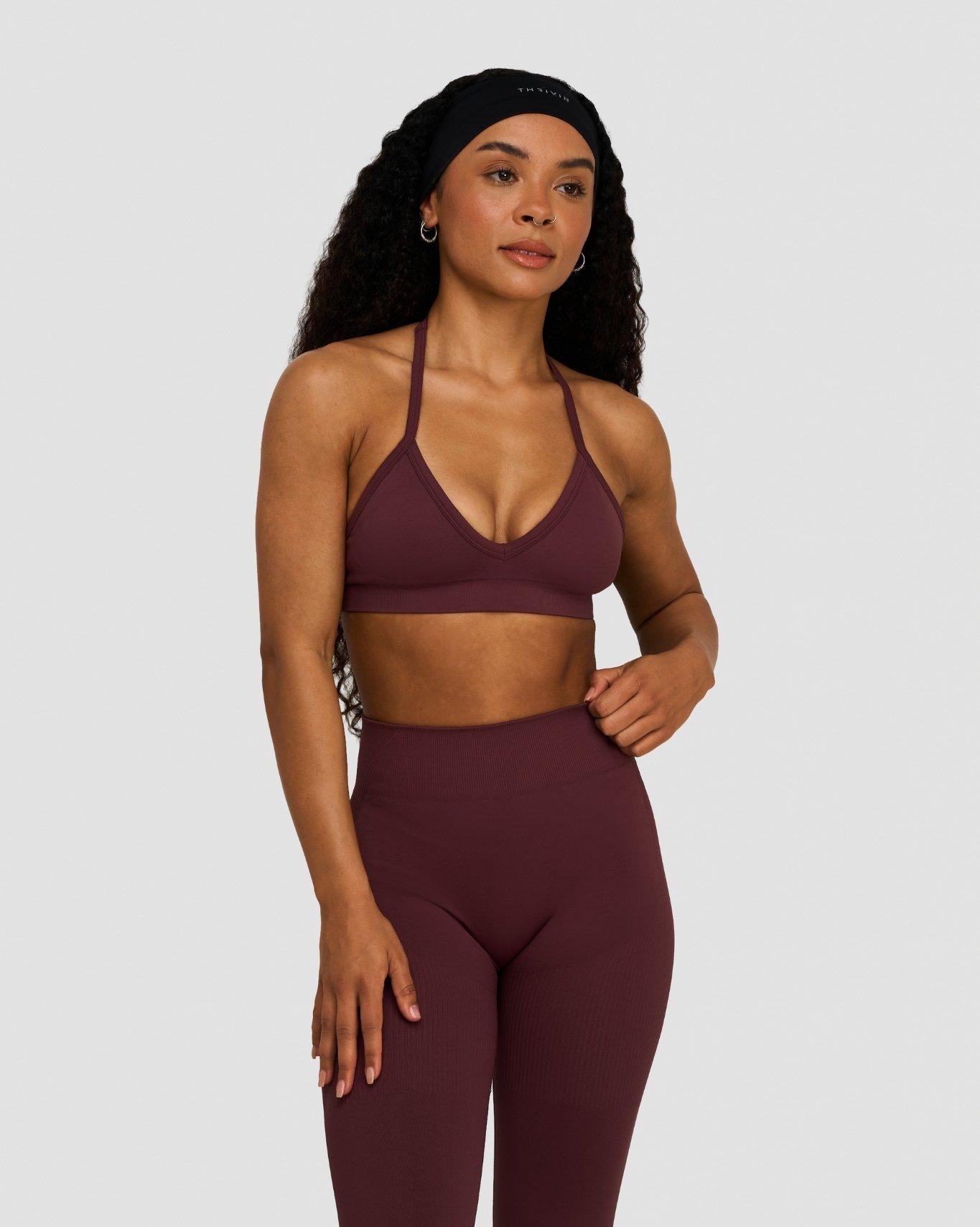 Elevate™ Sculpting Seamless Adjustable Halter Bra | Dark Mauve