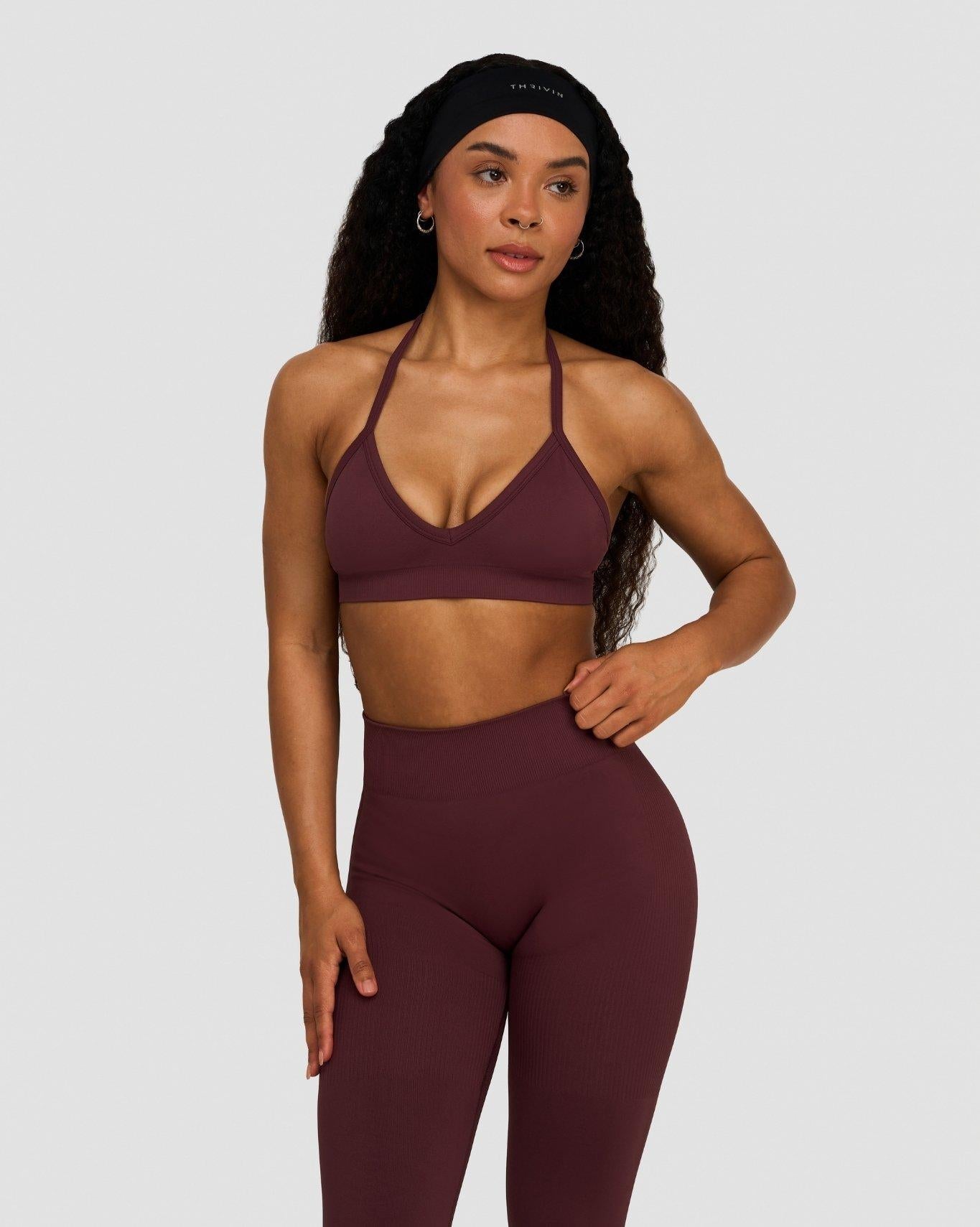 Elevate™ Sculpting Seamless Adjustable Halter Bra | Dark Mauve
