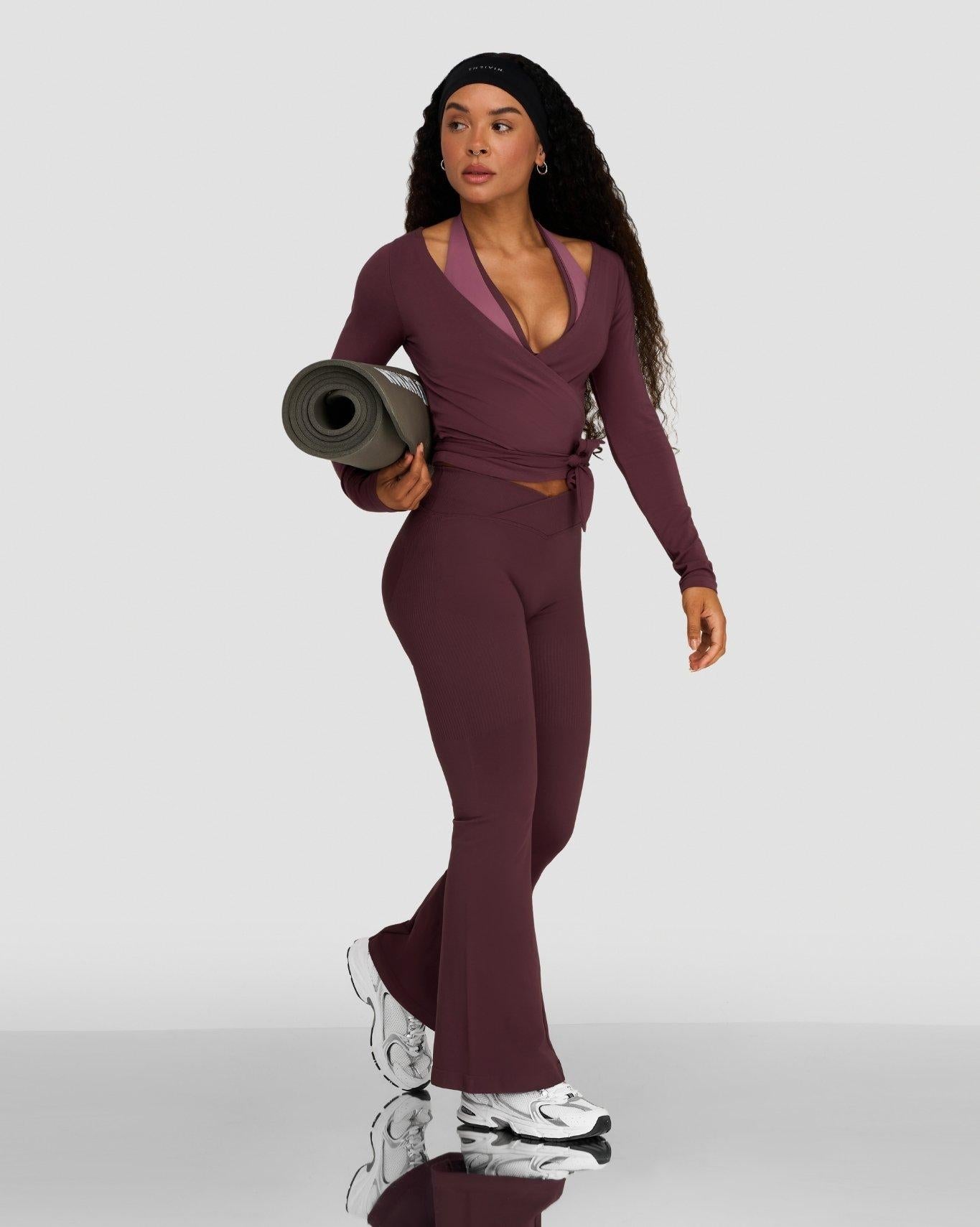 Elevate™ Sculpting Seamless V-Neck Halter Bra | Dark Mauve