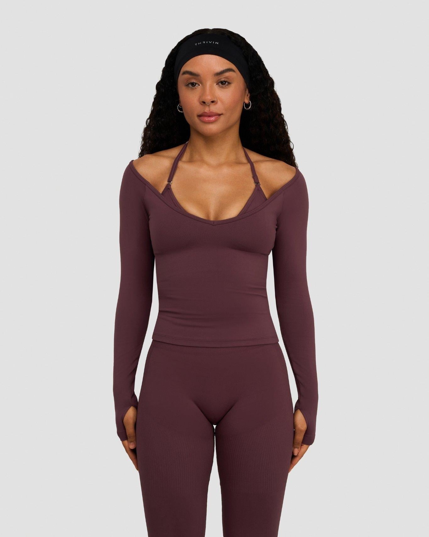 Elevate™ Sculpting Seamless V-Neck Top | Dark Mauve